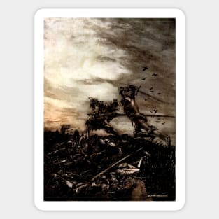 King Arthur and Mordred in Battle - Arthur Rackham Sticker